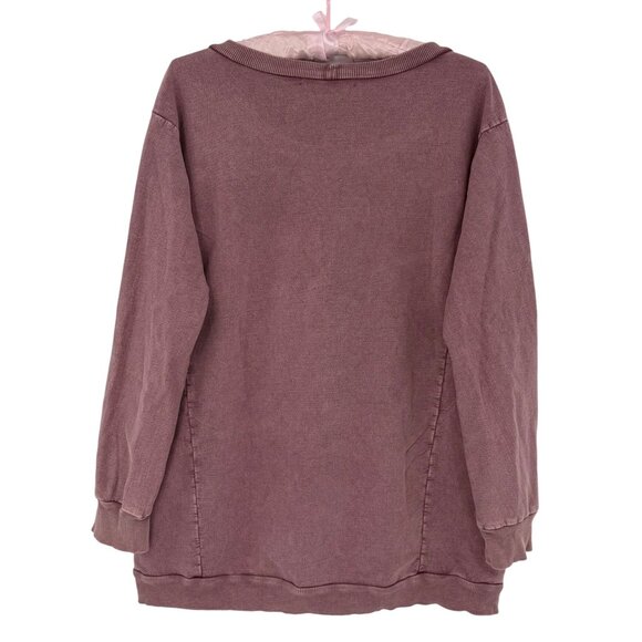 Vtg 90s B.L.E.U. Mauve Pink Lace & Studded Slouchy Sweatshirt | Y2K Grunge Boho - Picture 6 of 16